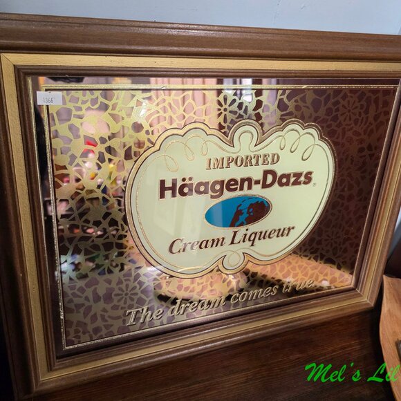 Vintage Imported Haagen-Dazs Cream Liqueur Mirrored Bar Sign - Picture 2 of 5